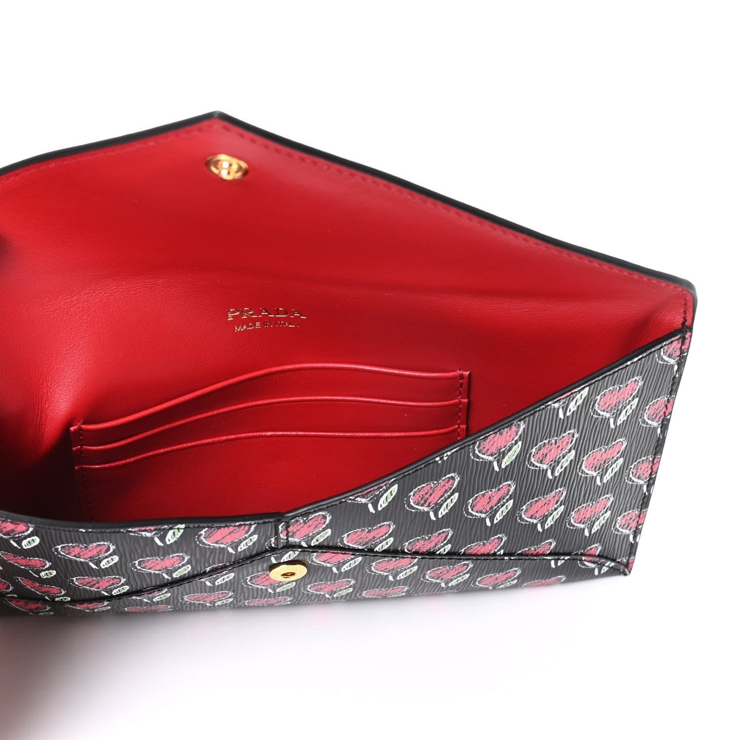 Prada Vitello Move Love Long Envelope Wallet Leather Gold Hardware 1MF175