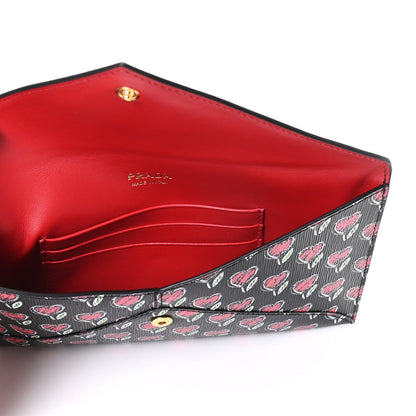 Prada Vitello Move Love Long Envelope Wallet Leather Gold Hardware 1MF175
