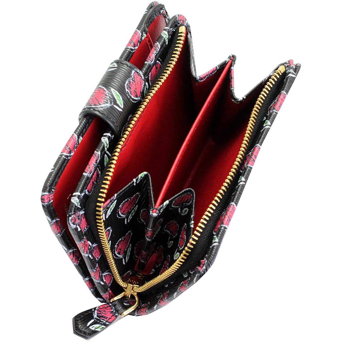 Prada Vitello Move Love Snap Zip Wallet Leather Gold Hardware 1ML018