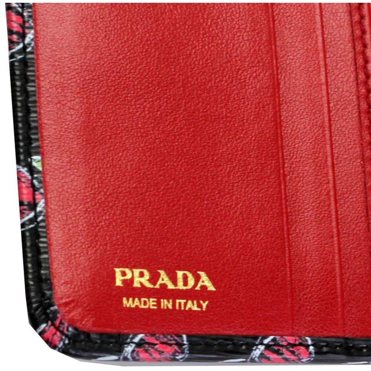 Prada Vitello Move Love Snap Zip Wallet Leather Gold Hardware 1ML018