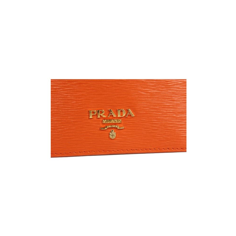 Prada Vitello Move Papaya Orange Credit Card Wallet 1MC208