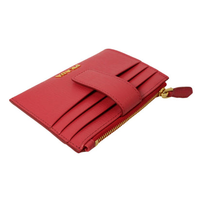 Prada Vitello Move Peonia Pink Leather Zip Top Card Wallet 1MC026