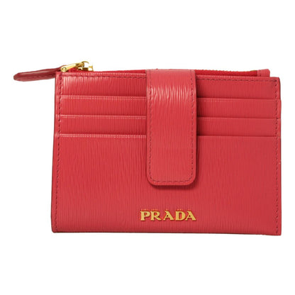 Prada Vitello Move Peonia Pink Leather Zip Top Card Wallet 1MC026