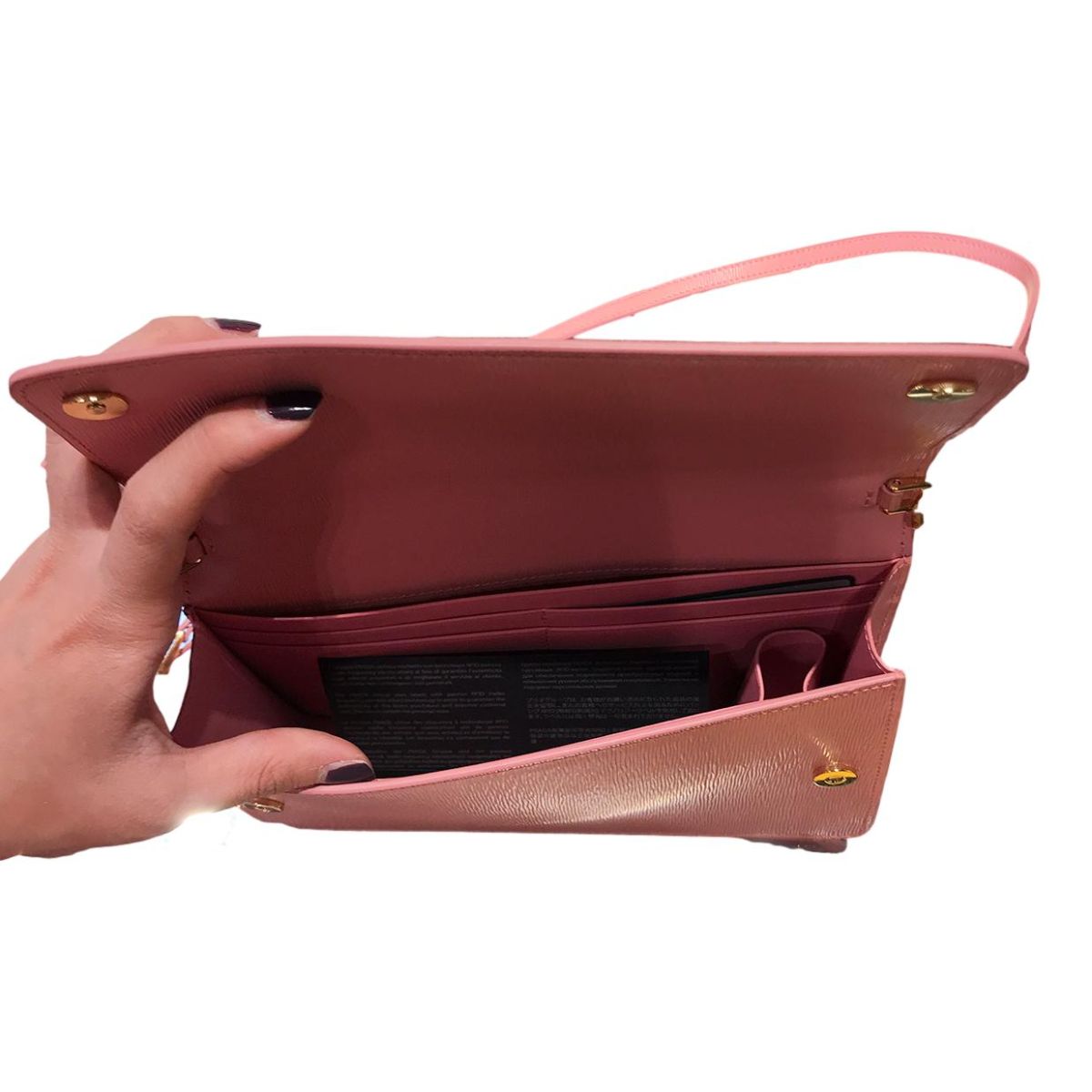 Prada Vitello Move Petalo Pink Leather Crossbody Wallet Handbag 1BP016