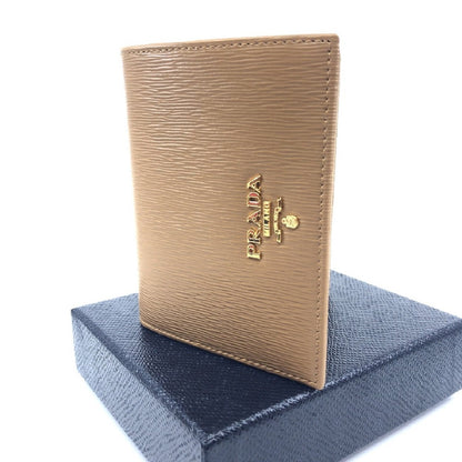 Prada Vitello Move Small Vertical Caramel Beige Leather Flap Wallet