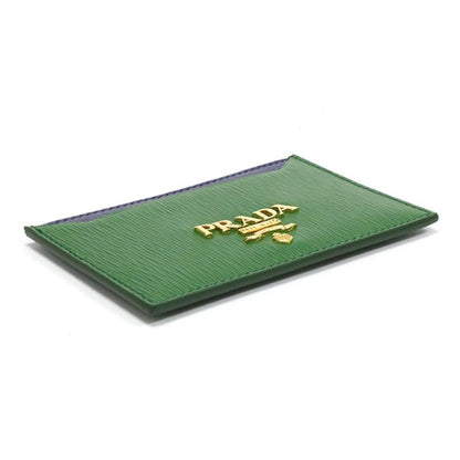 Prada Vitello Move Verde Bluette Green/Blue Credit Card Wallet 1MC208