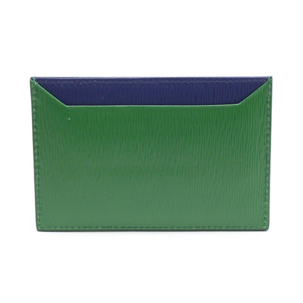 Prada Vitello Move Verde Bluette Green/Blue Credit Card Wallet 1MC208