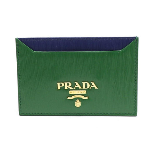 Prada Vitello Move Verde Bluette Green/Blue Credit Card Wallet 1MC208