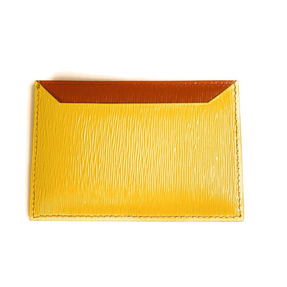 Prada Vitello Move Yellow Orange Leather Card Holder Wallet 1MC208
