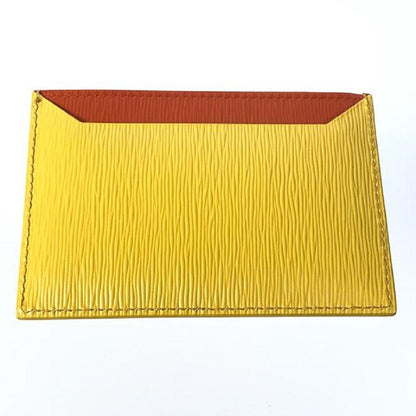 Prada Vitello Move Yellow Orange Leather Card Holder Wallet 1MC208