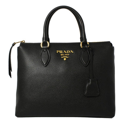 Prada Vitello Phenix Black Leather Satchel Shoulder Bag