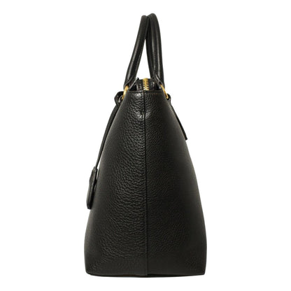 Prada Vitello Phenix Black Leather Satchel Shoulder Bag