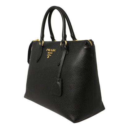 Prada Vitello Phenix Black Leather Satchel Shoulder Bag