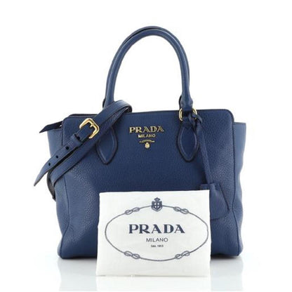 Prada Vitello Phenix Bluette Blue Small Crossbody Satchel Handbag 1BA205