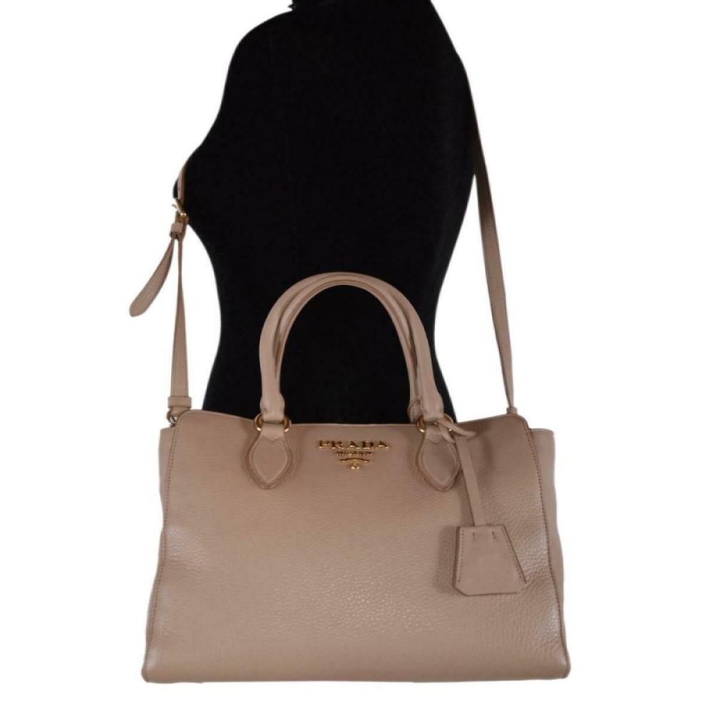 Prada Vitello Phenix Cammeo Beige Small Crossbody Handbag 1BA205