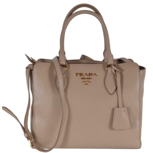 Prada Vitello Phenix Cammeo Beige Small Crossbody Handbag 1BA205