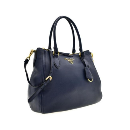 Prada Vitello Phenix Leather Convertible Zip Bag Baltico Blue 1BC032