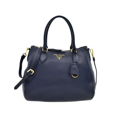 Prada Vitello Phenix Leather Convertible Zip Bag Baltico Blue 1BC032