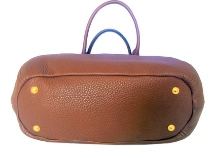 Prada Vitello Phenix Leather Convertible Zip Bag Cannella Brown 1BC032