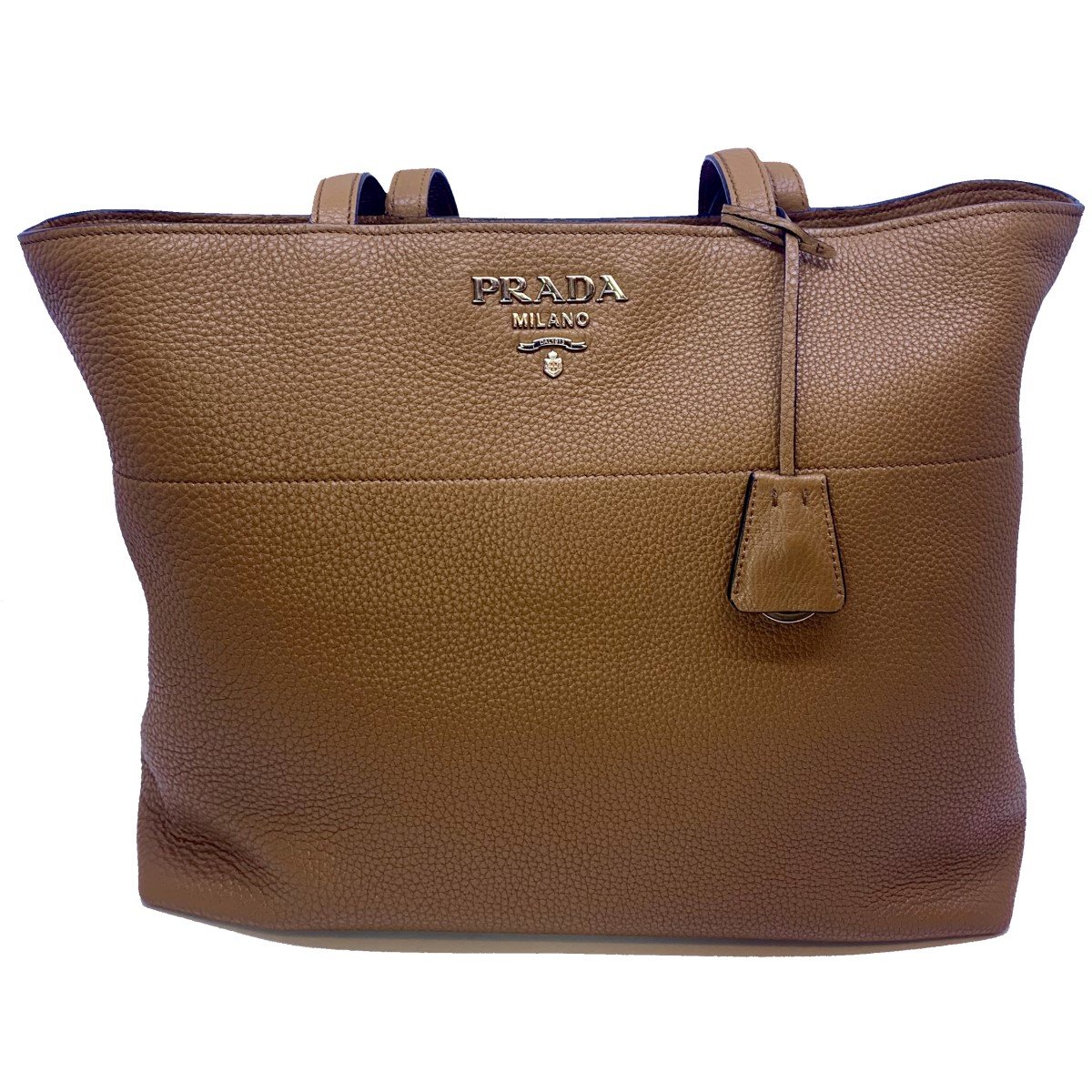 Prada Vitello Phenix Leather Shopping Tote Bag Cannella Brown 1BG203