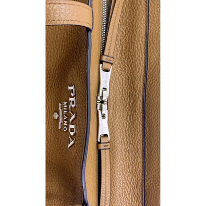 Prada Vitello Phenix Leather Shopping Tote Bag Cannella Brown 1BG203