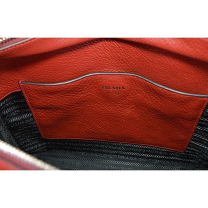 Prada Vitello Phenix Rubino Burgundy Small Crossbody Satchel Handbag 1BA205