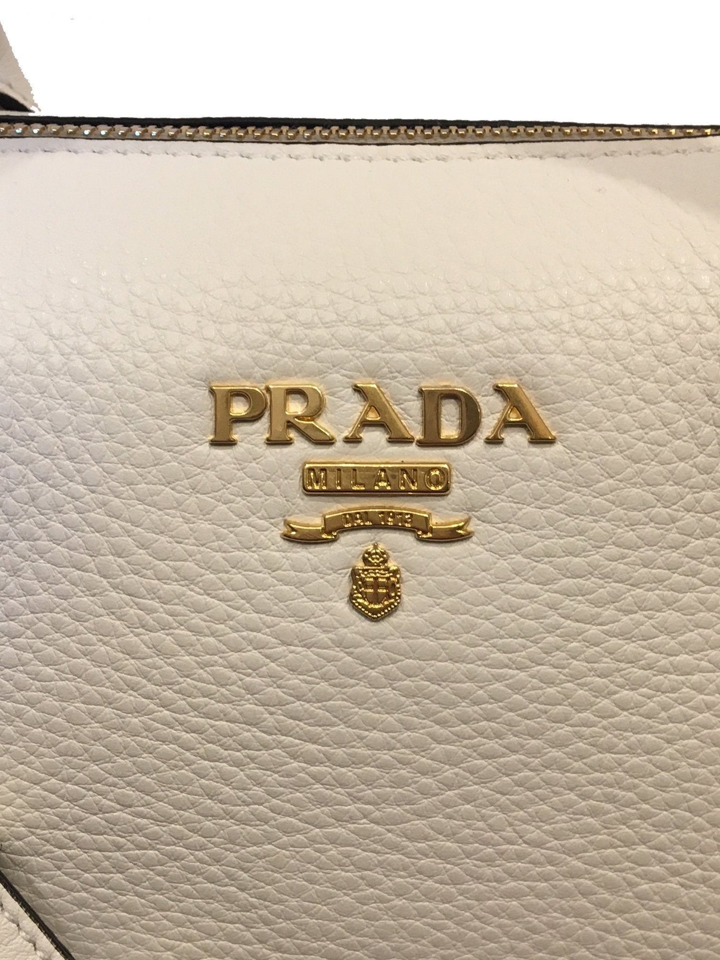 Prada Vitello Phenix Talco White Leather Tote Bag 1BA063