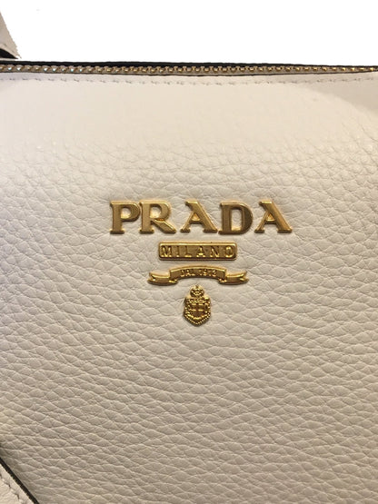 Prada Vitello Phenix Talco White Leather Tote Bag 1BA063