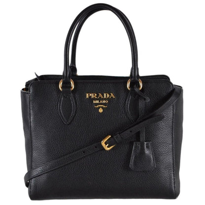 Prada Vitello Phenix Black Small Crossbody Satchel Handbag 1BA205