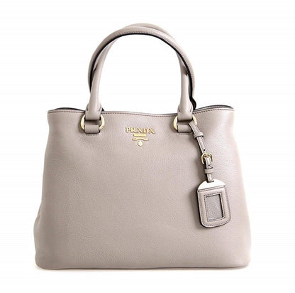 Prada Argilla Gray Vitello Phenix Leather Adjustable Tote Bag 1BA058