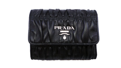 Prada Women's Black Nero Portfoglio Pattina Nappa Gaufre' Leather Wallet