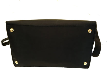 Prada Tessuto Nylon Saffiano Leather Black Shopping Tote Bag 1BA106