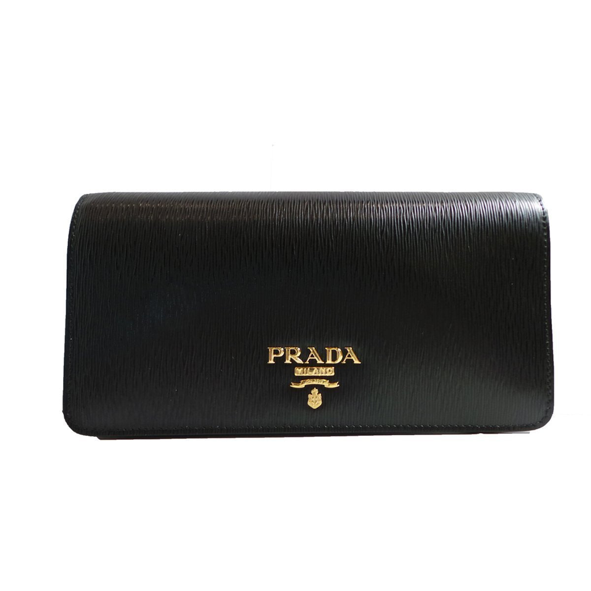 Prada Women's Black Vitello Move Flap Wallet 1DH044