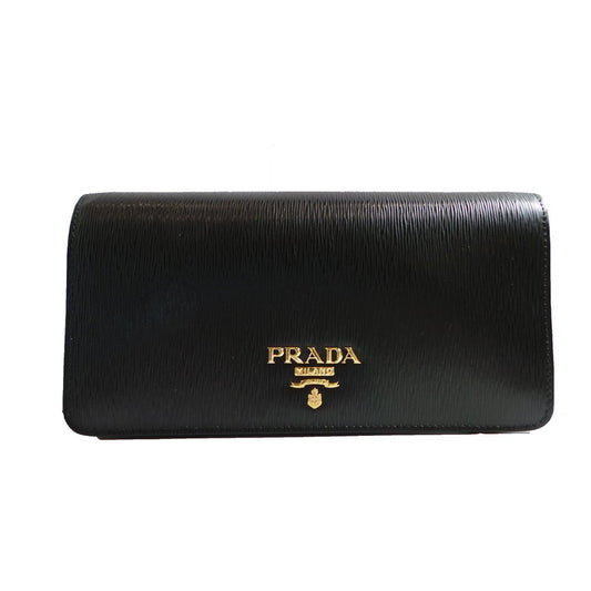 Prada Women's Black Vitello Move Flap Wallet 1DH044