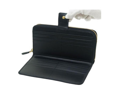 Prada Women's Black Vitello Move Full Zip Wallet 1ML348