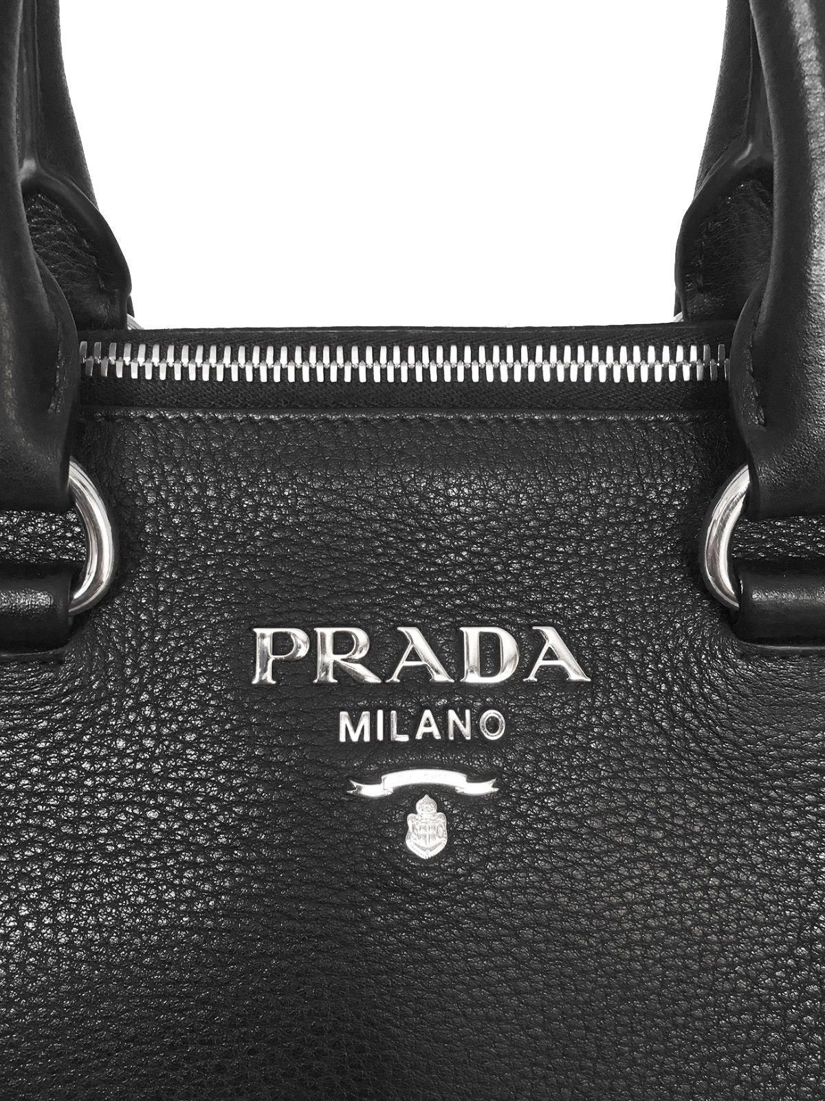 Prada Women's Black Vitello Phenix Leather Handbag 1BA063