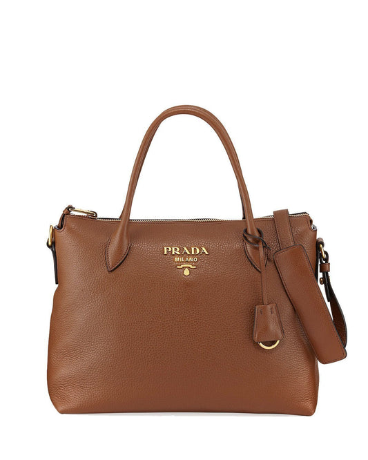 Prada Women's Brown Vitello Phenix Leather Handbag 1BA063