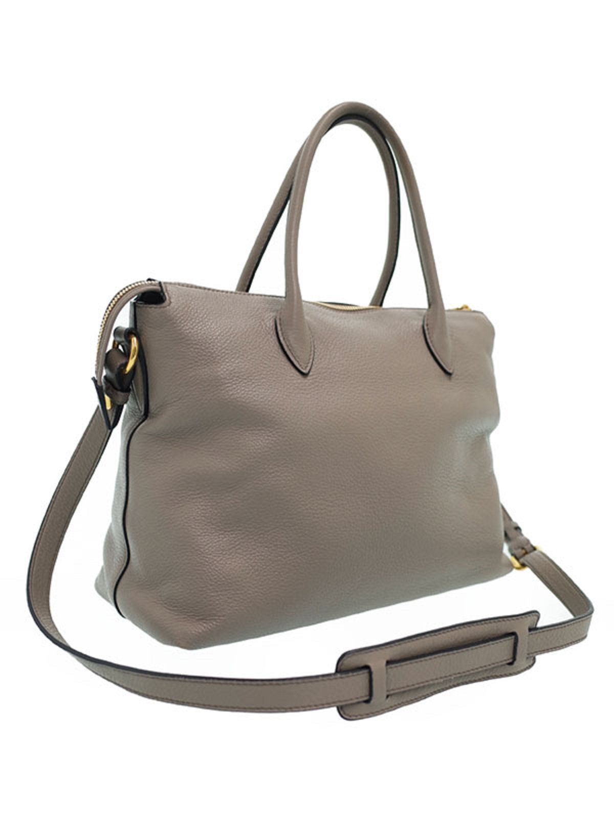 Prada Argilla Gray Vitello Phenix Leather Satchel Shoulder Bag 1BA063