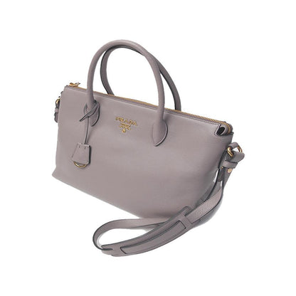 Prada Argilla Gray Vitello Phenix Leather Satchel Shoulder Bag 1BA063