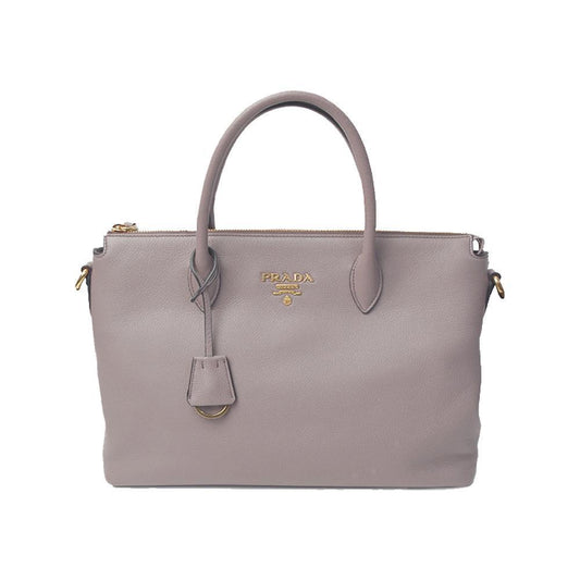 Prada Argilla Gray Vitello Phenix Leather Satchel Shoulder Bag 1BA063