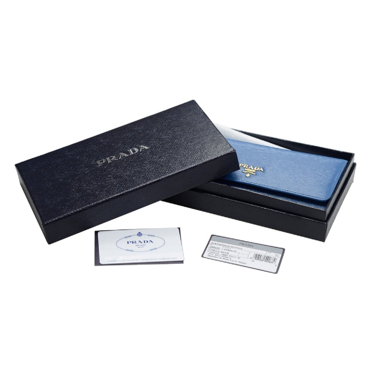 Prada Women's Cobalt Blue Vitello Move Flap Wallet 1MH132