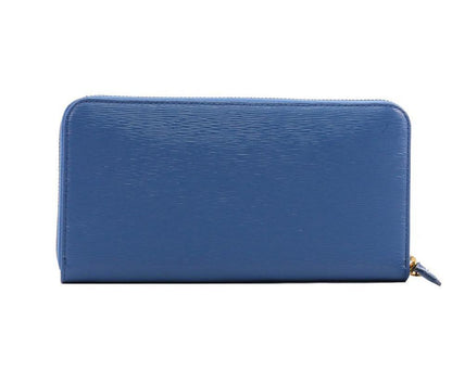 Prada Women's Cobalt Blue Vitello Move Zip Around Wallet 1ML506