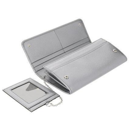Prada Women's Metallic Cromo Silver Vitello Move Long Leather Flap Wallet 1MH132