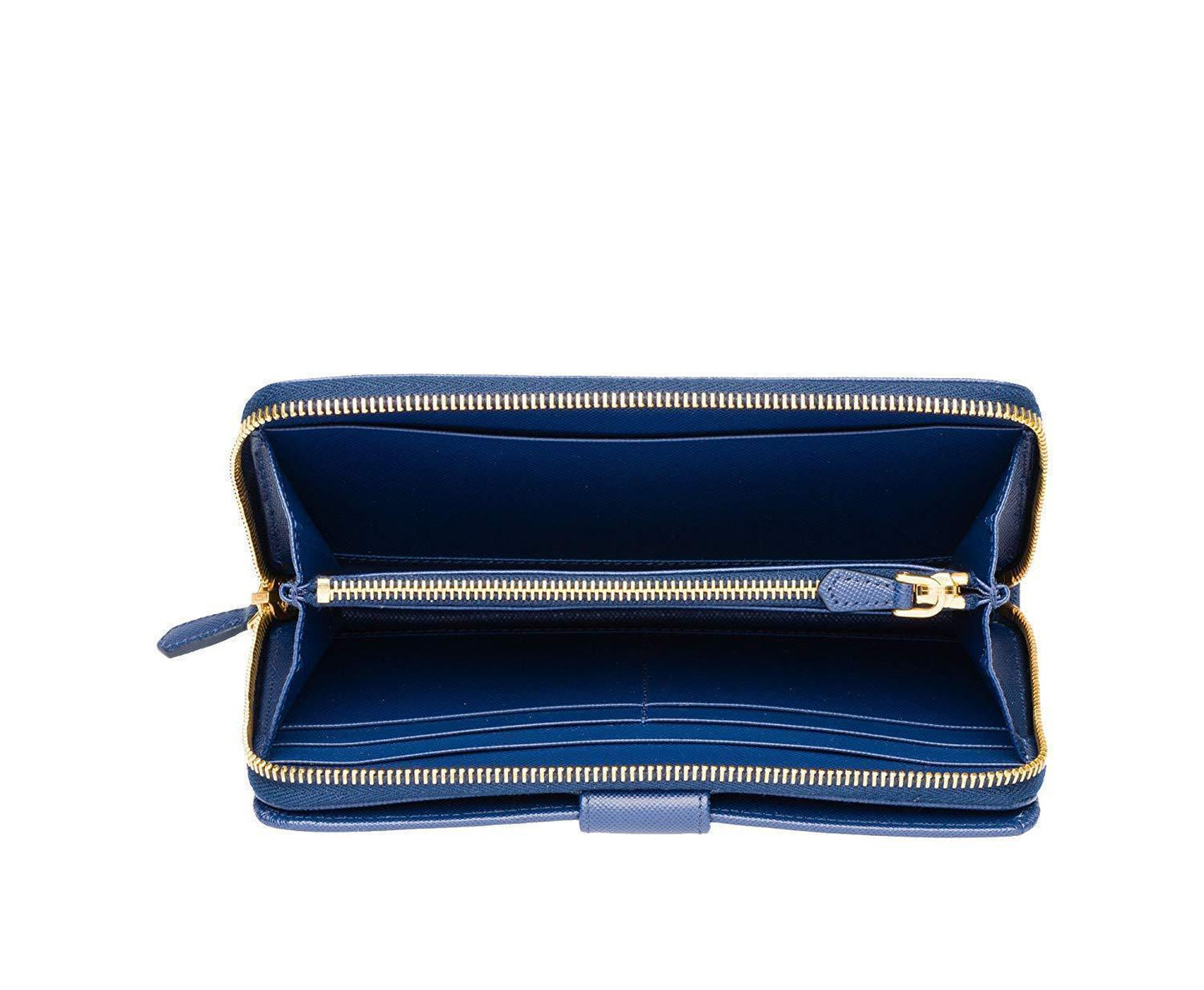 Prada Women's Navy Blue Vitello Move Full-Zip Wallet 1ML348