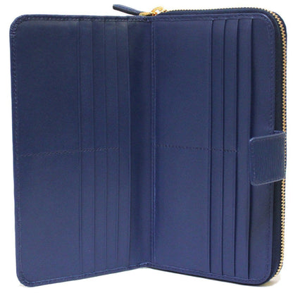 Prada Women's Navy Blue Vitello Move Full-Zip Wallet 1ML348