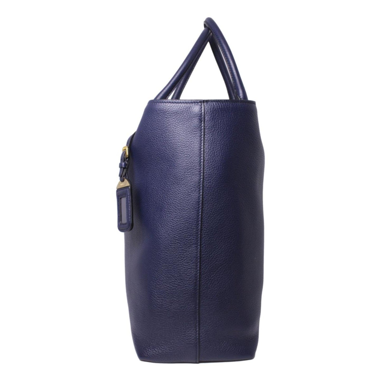 Prada Navy Blue Vitello Phenix Leather Shopping Tote
