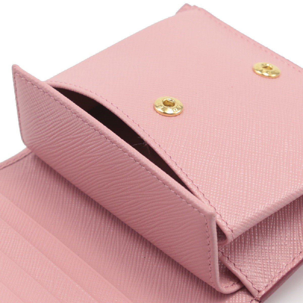 Prada Women's Petalo Pink Saffiano Leather Swallow Print Snap Bifold Wallet 1MV204