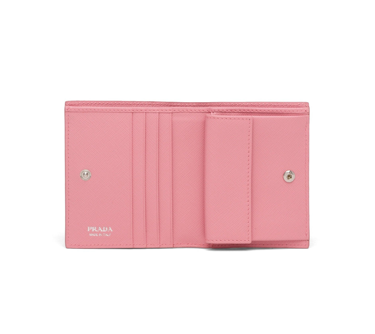 Prada Women's Petalo Pink Saffiano Leather Swallow Print Snap Bifold Wallet 1MV204