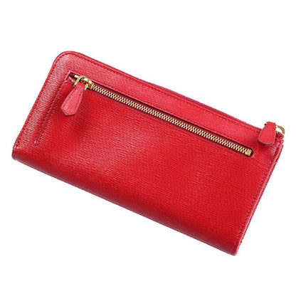 Prada Women's Red Vitello Move Quarter Zip Wallet 1ML183