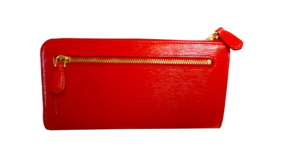 Prada Women's Red Vitello Move Quarter Zip Wallet 1ML183